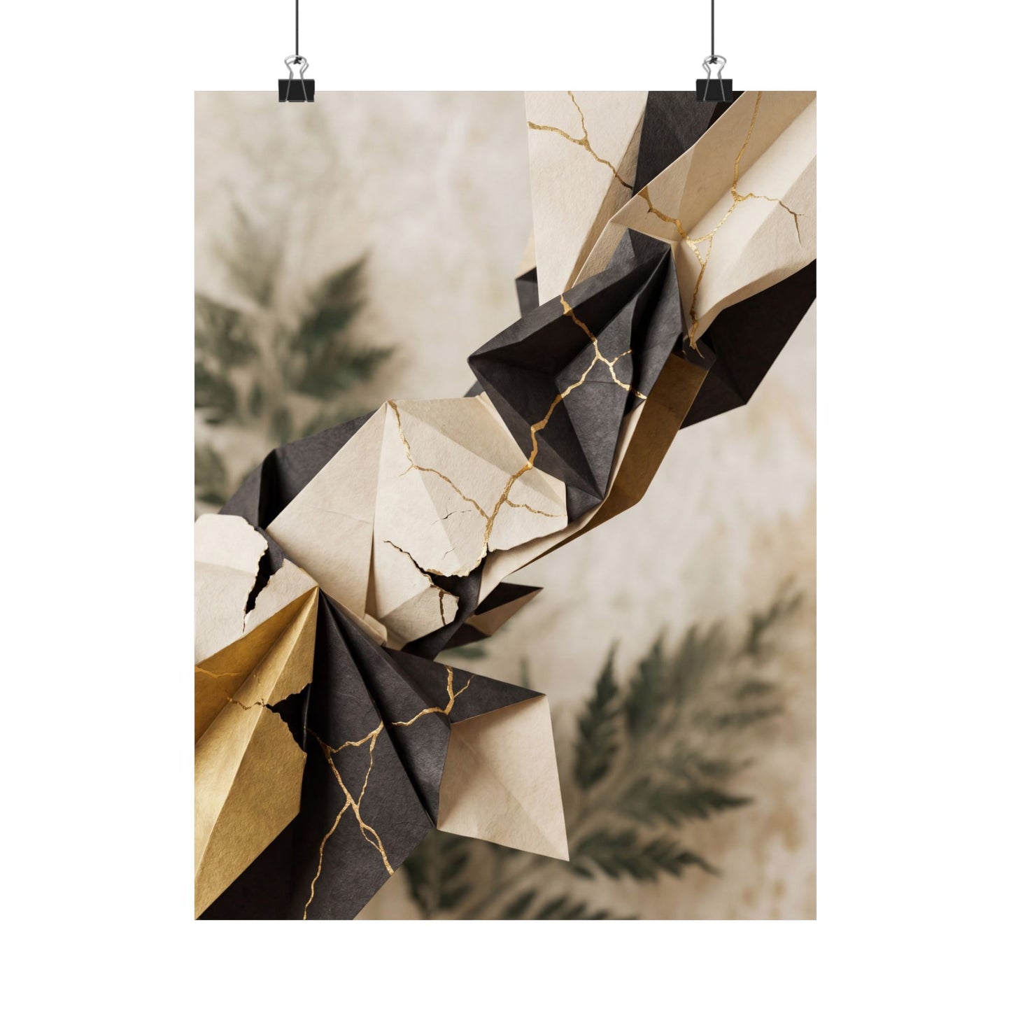 Kintsugi Paper Fold in Overcast | Broken Beauty Wall Art Print