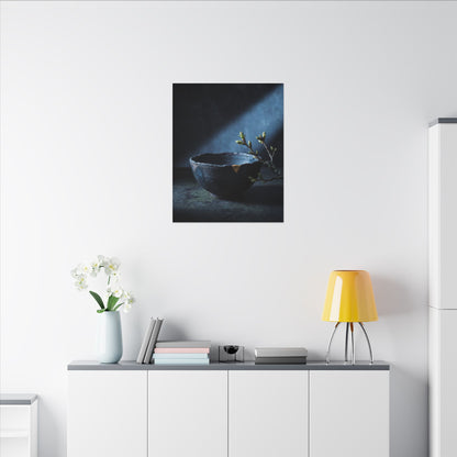 Ceramic Bowl Shadow Zen Canvas Art | Sophisticated Dark Japandi Art