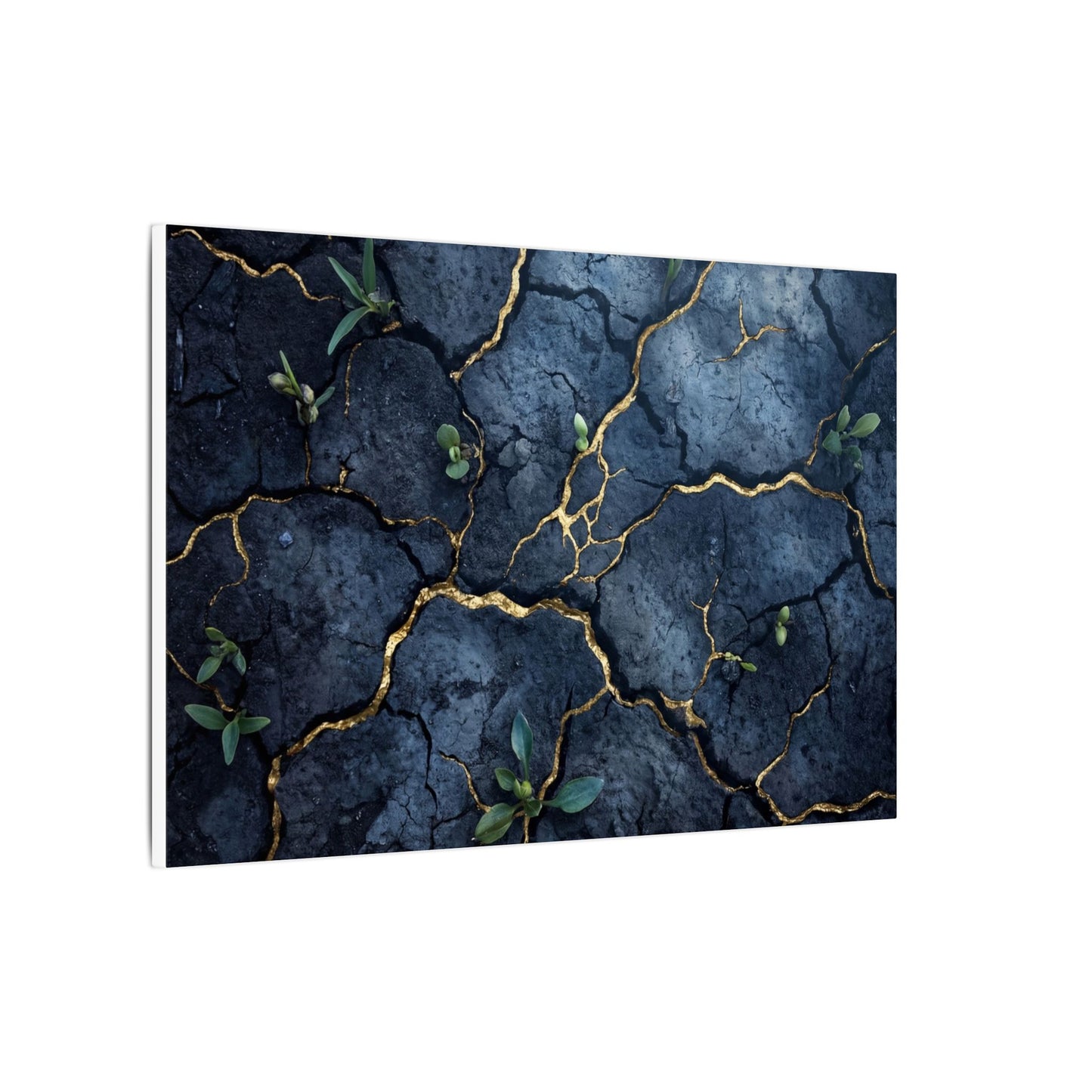 Cracked Earth Spring Canvas Art | Kintsugi Healing Design