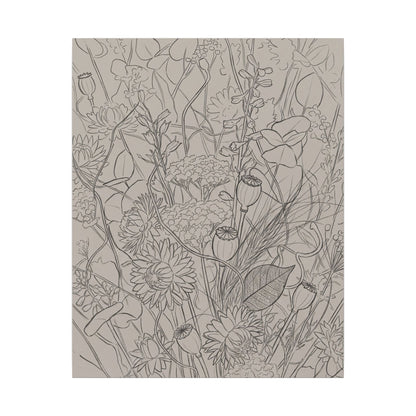 Summer Dried Flowers Minimal Line Canvas Art | Elegant Decor