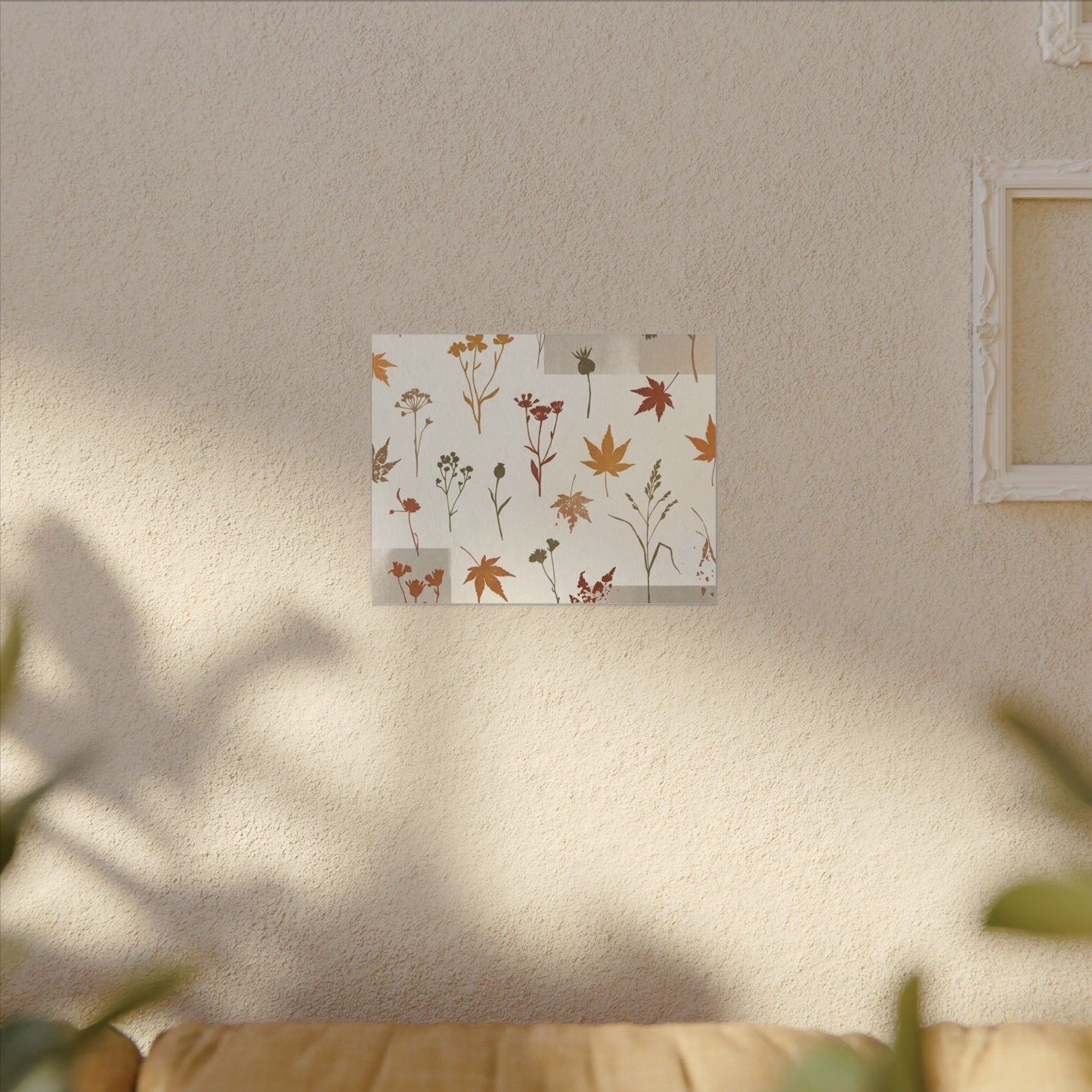 Autumn Dried Flowers Japanese Pattern Canvas Art | Elegant Decor
