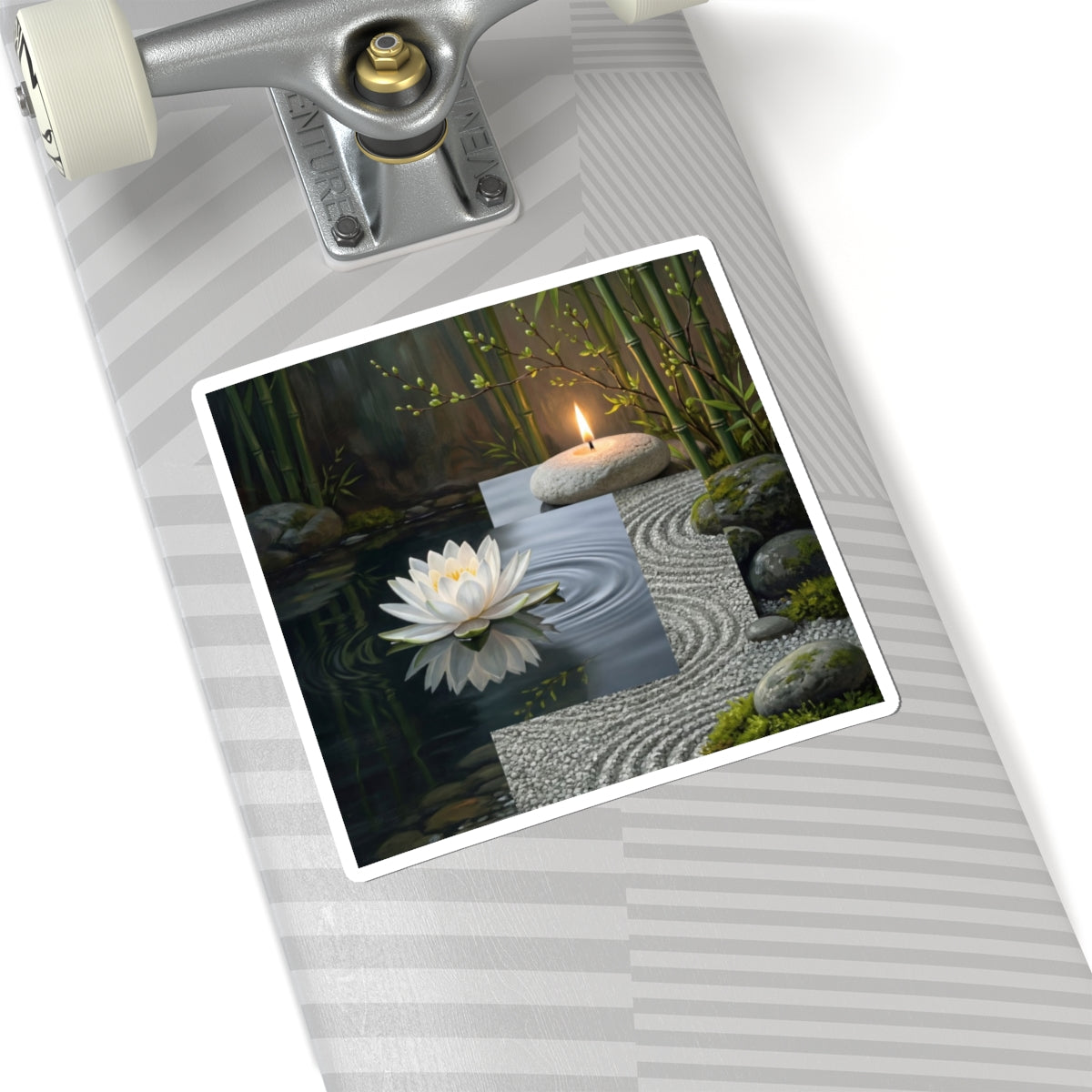 Lotus Flower Karesansui Sticker | Peaceful Zen Art Art Print