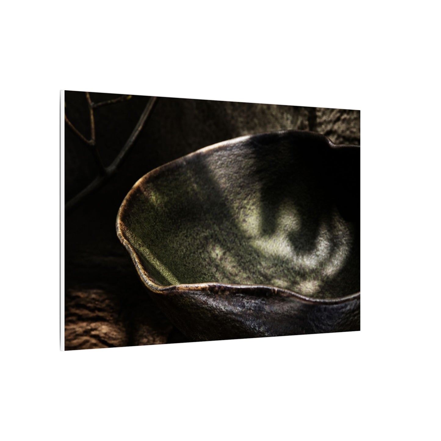 Sophisticated Ceramic Bowl Canvas Art - Dark Texture Dark Japandi