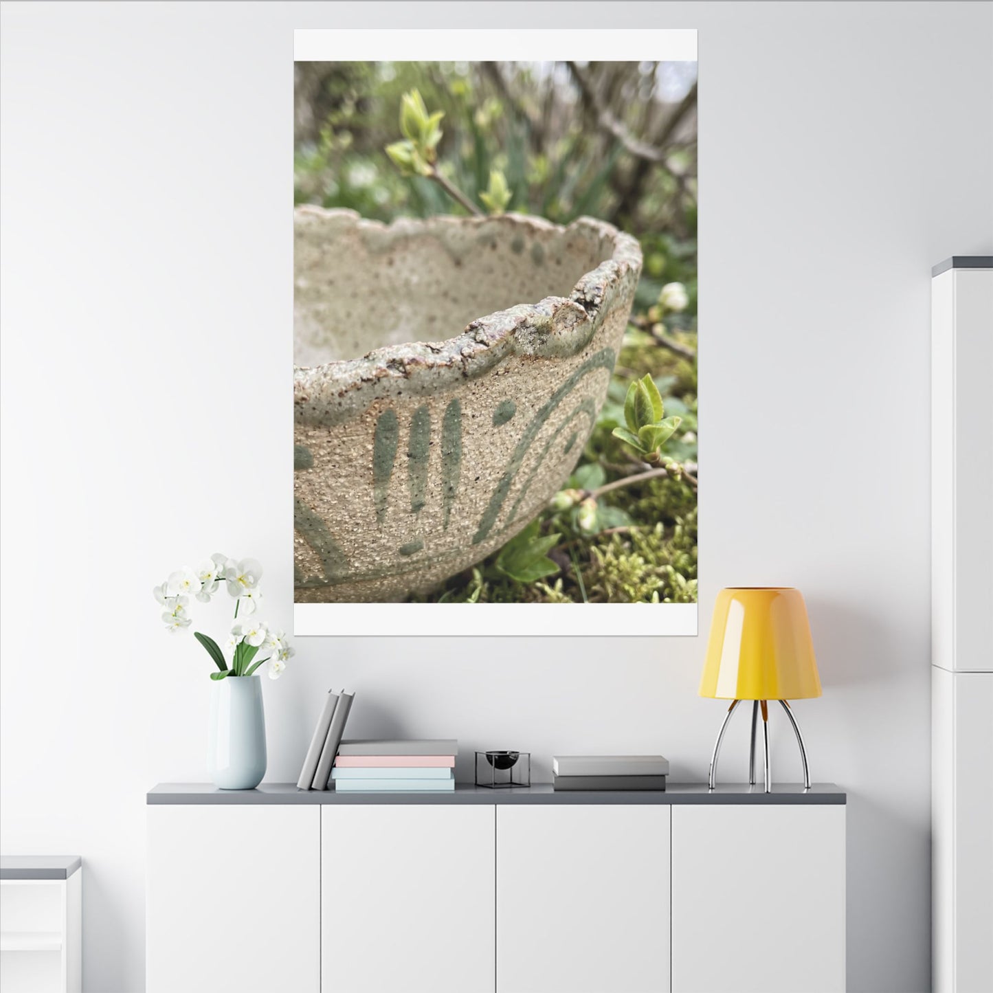 Elegant Ceramic Bowl Canvas Art - Japanese Pattern Japandi