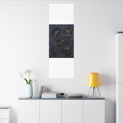 Broken Pottery Canvas Art | Winter Dark Japandi Shadow Zen Art