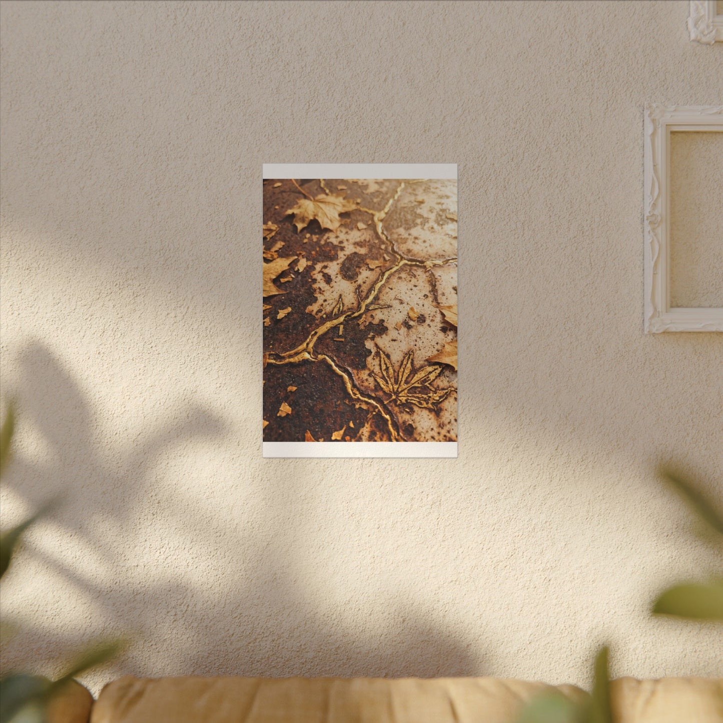 Kintsugi Rust Patina in Golden Hour | Gold Vein Canvas Art