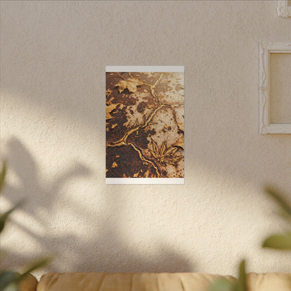 Kintsugi Rust Patina in Golden Hour | Gold Vein Canvas Art
