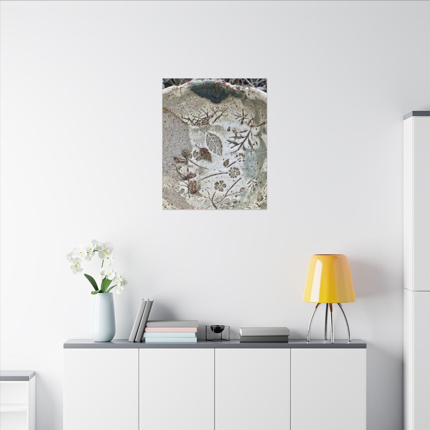 Ceramic Bowl Winter Canvas Art | Japandi Earthy Design