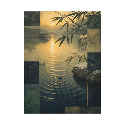 Zen Water Ripple in Golden Hour | Ukiyo E Inspired Canvas Art