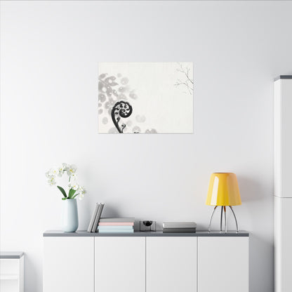 Winter Fern Unfurling Ukiyo E Inspired Canvas Art | Peaceful Decor