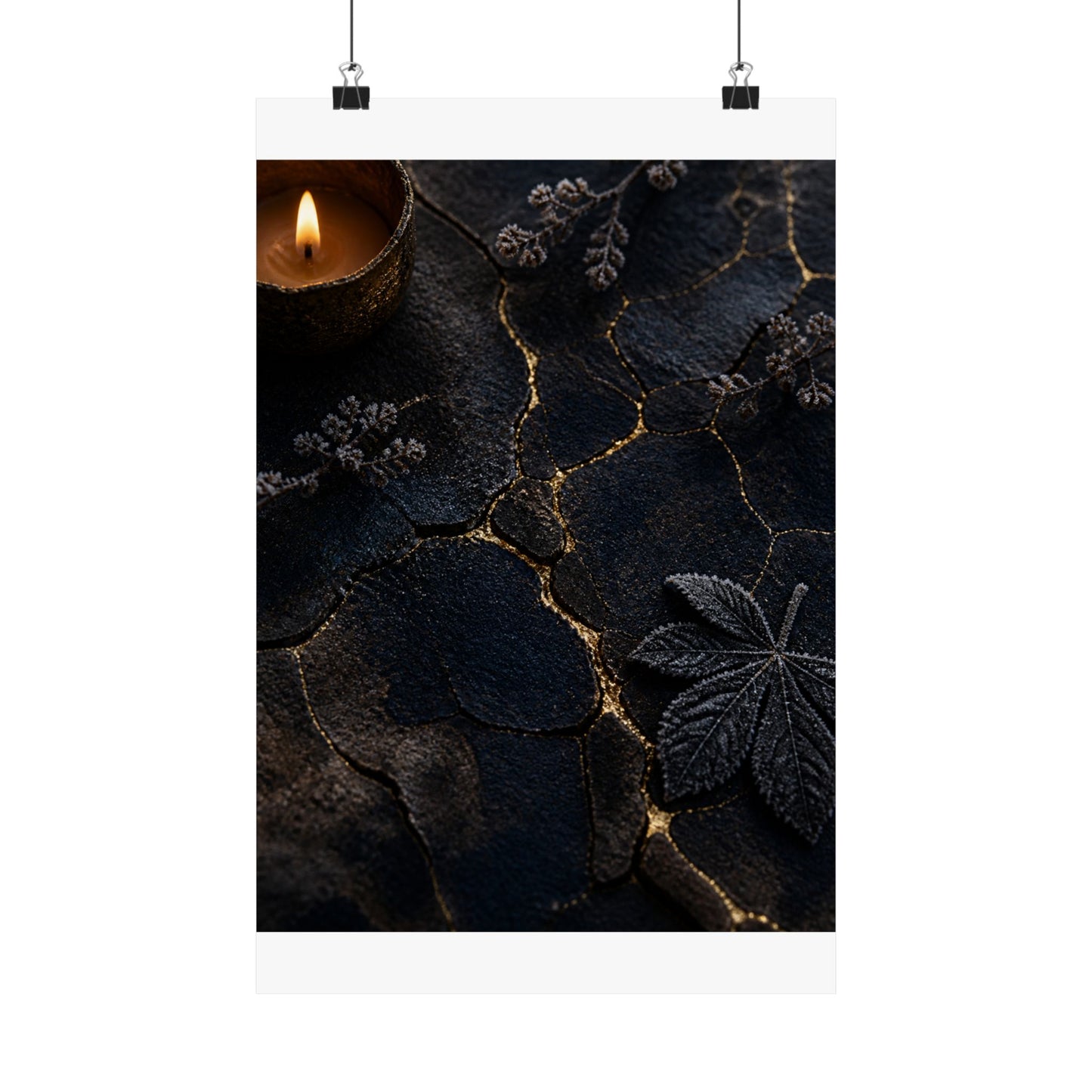 Luxurious Cracked Earth Wall Art Print - Moody Minimal Dark Japandi