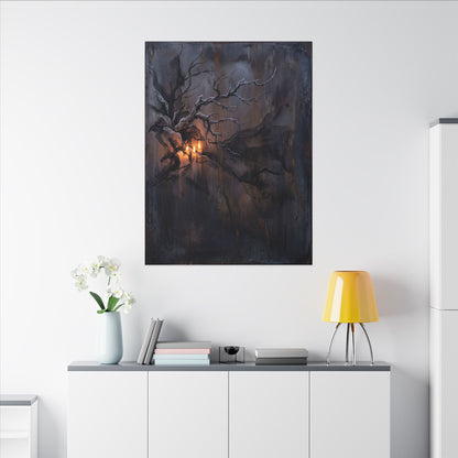 Winter Rust Patina Charcoal Ink Canvas Art | Atmospheric Decor