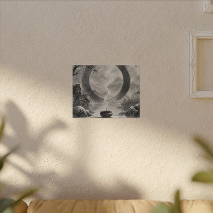Incense Smoke Canvas Art | Winter Zen Sumi E Art