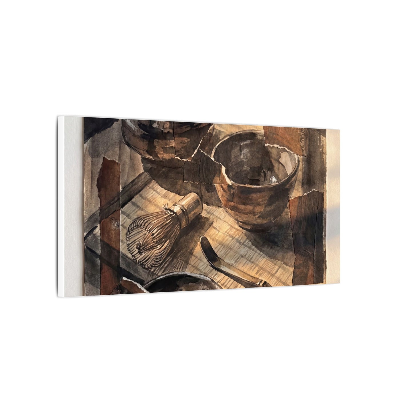 Tea Ceremony Charcoal Ink Canvas Art | Luxurious Dark Japandi Art
