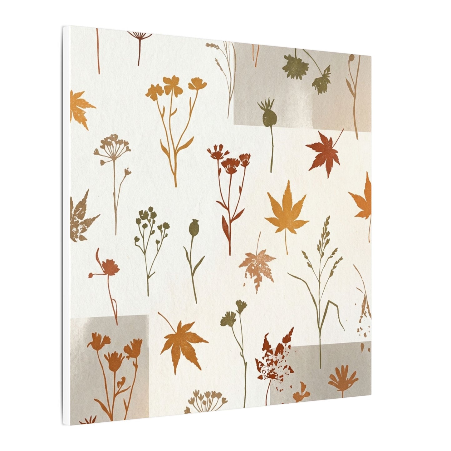 Autumn Dried Flowers Japanese Pattern Canvas Art | Elegant Decor
