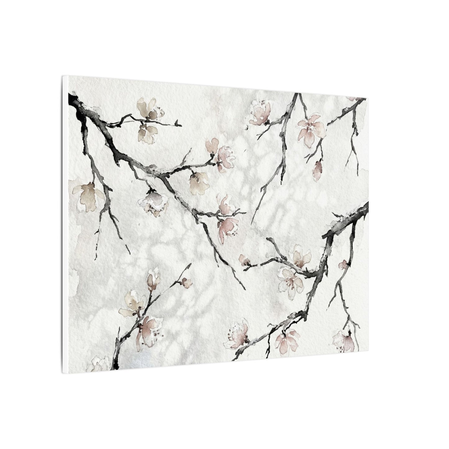Cherry Blossom Canvas Art | Winter Japandi Watercolor Art