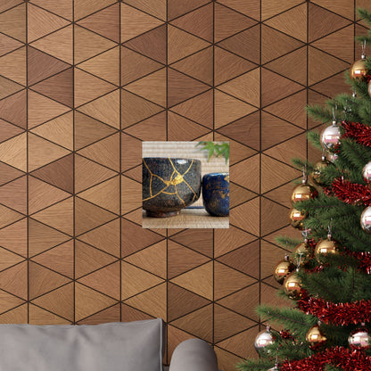 Kintsugi Tea Ceremony in Dawn | Crackle Gold Wall Art Print