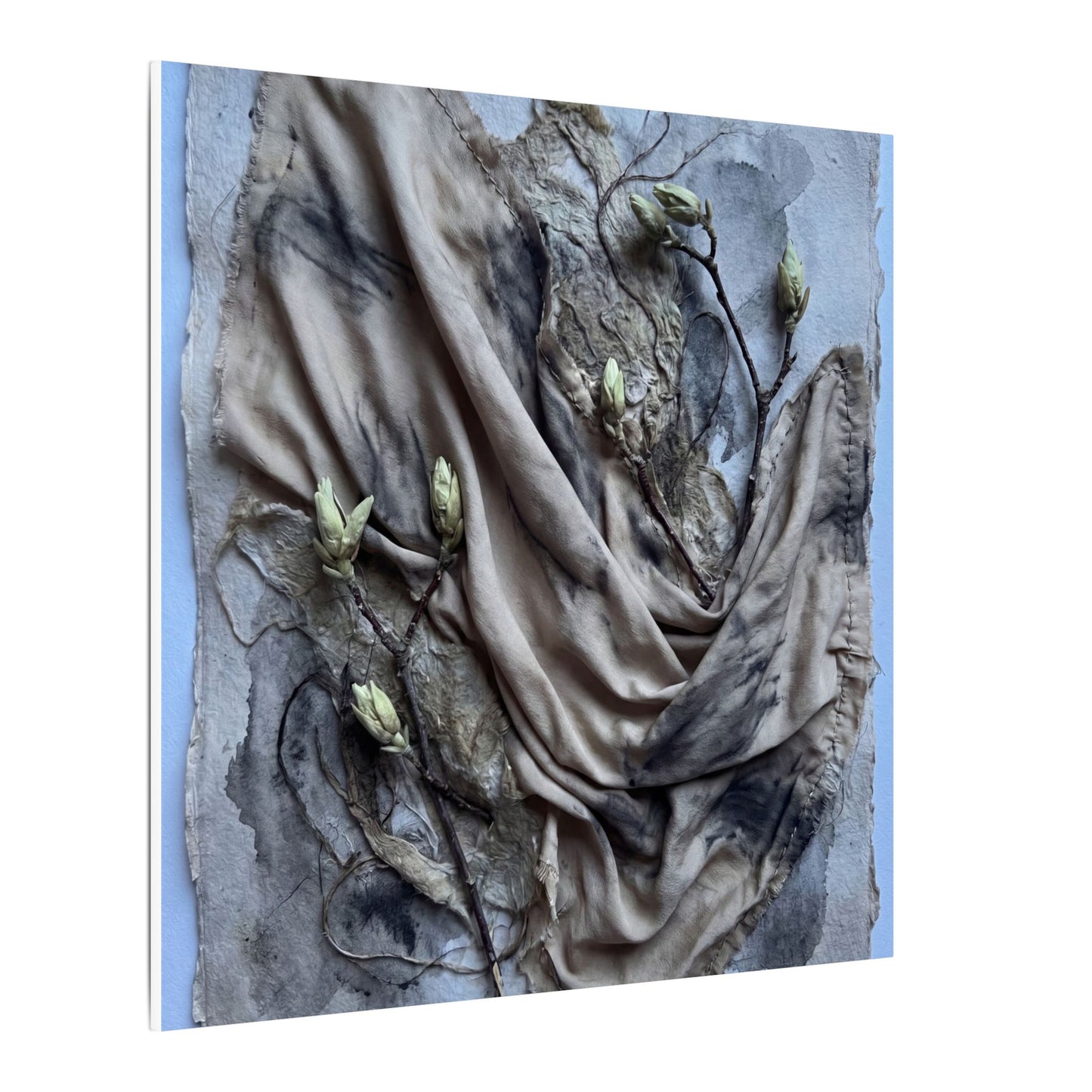 Japandi Silk Drape in Moonlight | Texture Canvas Art
