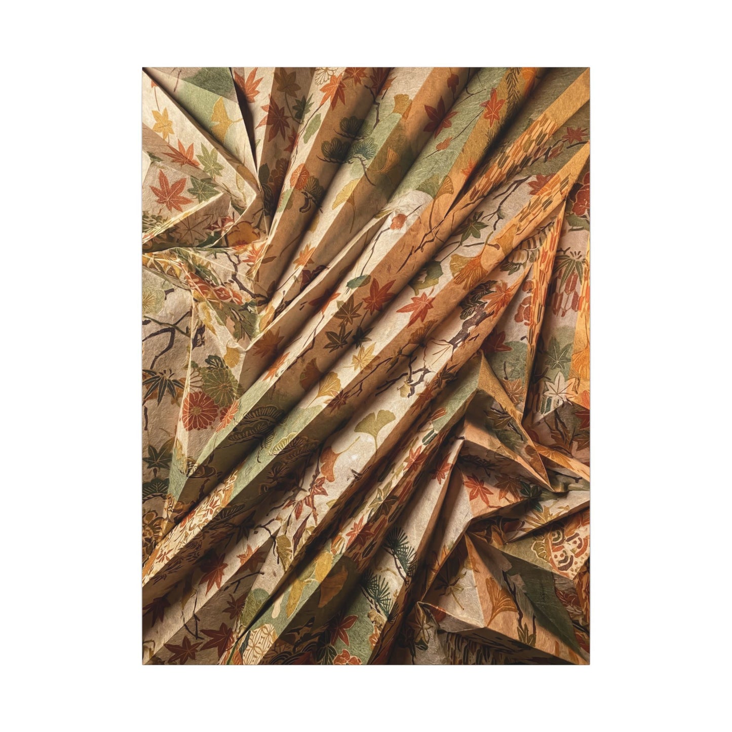 Paper Fold Autumn Canvas Art | Japandi Earthy Design