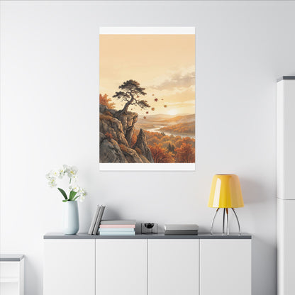 Pine Tree Autumn Canvas Art | Japandi Warm Design