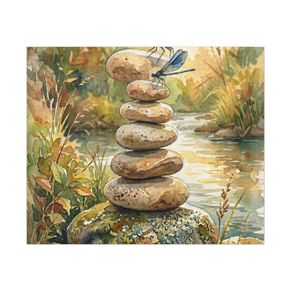River Stones Summer Canvas Art | Japandi Cozy Design