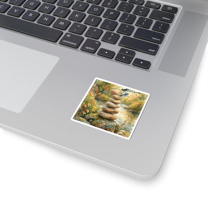 River Stones Watercolor Sticker | Earthy Japandi Art