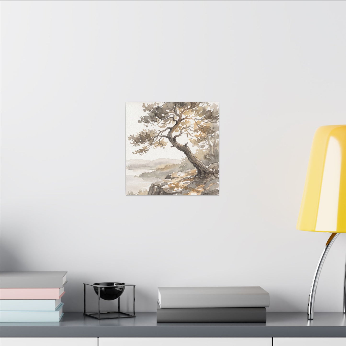 Pine Tree Watercolor Canvas Art | Elegant Japandi Art