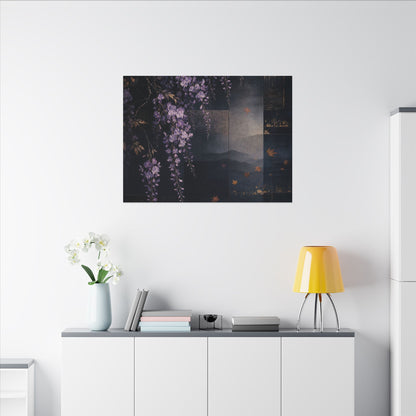 Dawn Wisteria Canvas Art - Dark Japandi Fukinsei