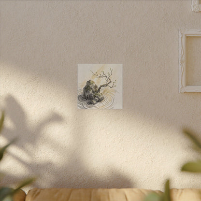 Serene Rock Garden Canvas Art - Sumi E Zen