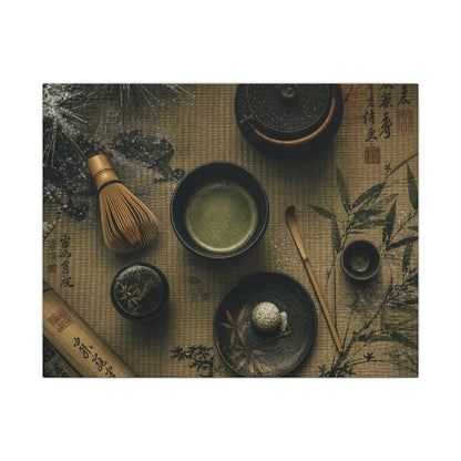 Tea Ceremony Canvas Art | Winter Zen Ukiyo E Inspired Art