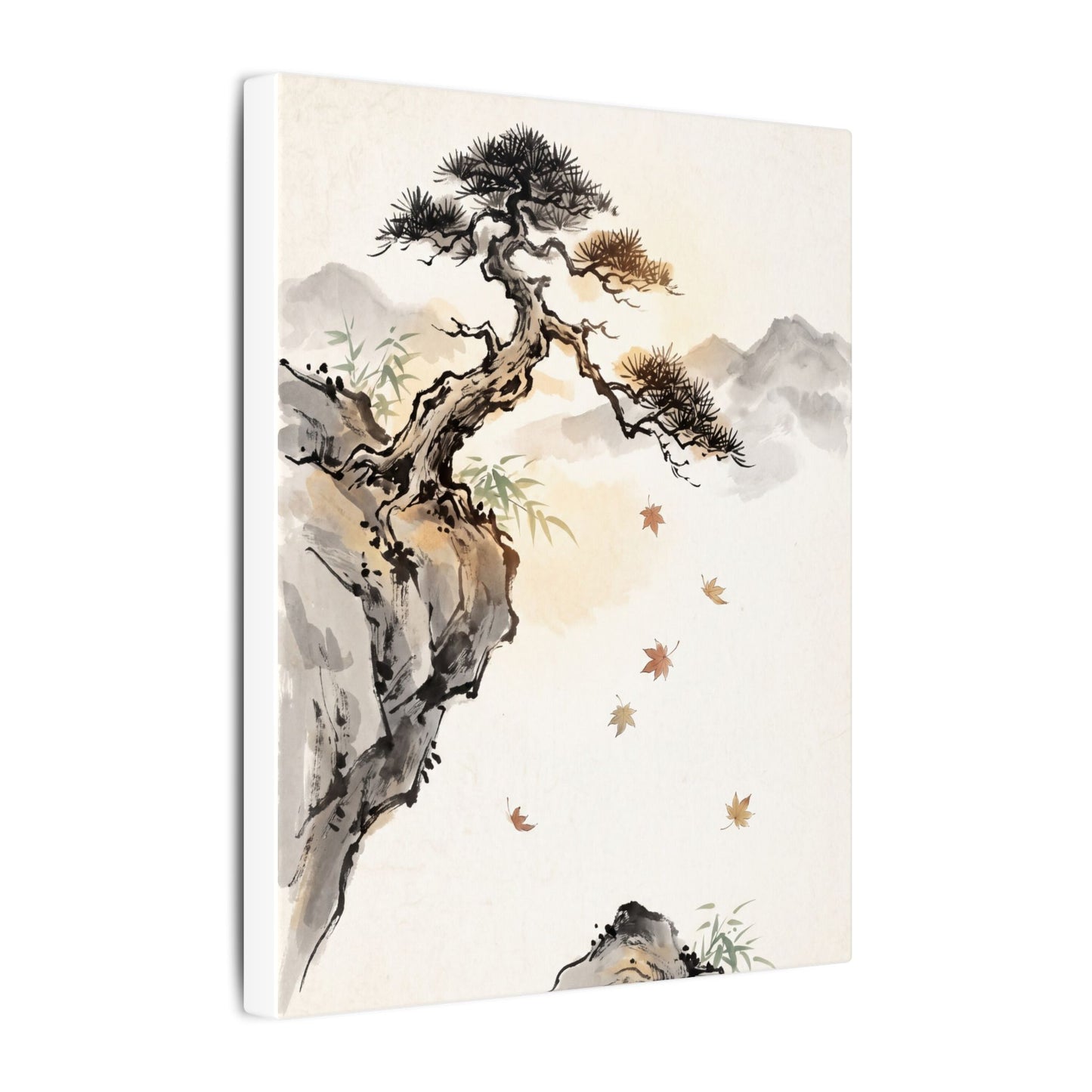 Peaceful Pine Tree Canvas Art - Sumi E Zen