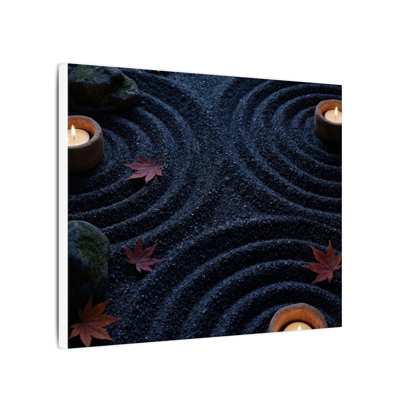 Seijaku Rock Garden Canvas Art - Dark Japandi Dark Texture