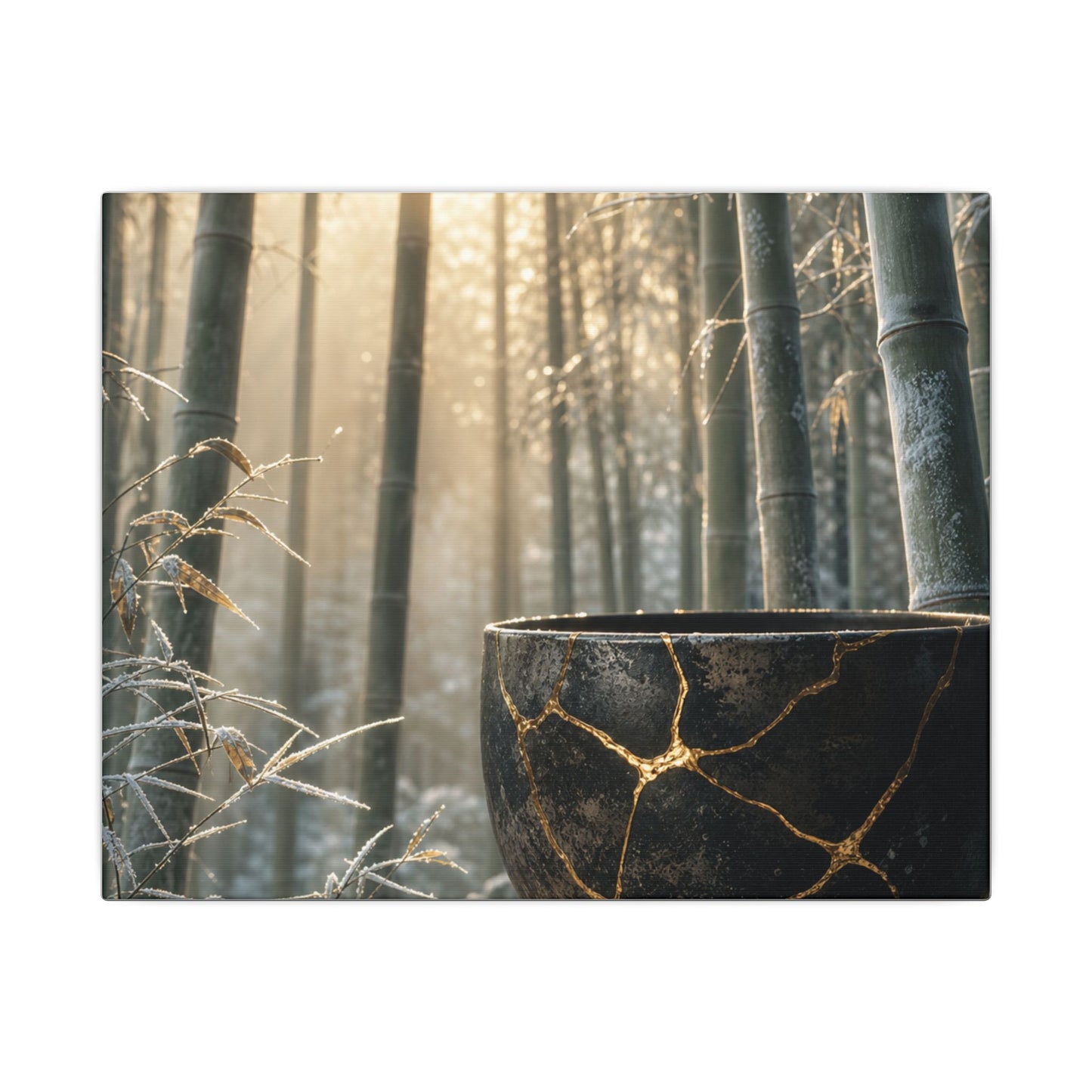 Fukinsei Bamboo Grove Canvas Art - Kintsugi Gold Repair