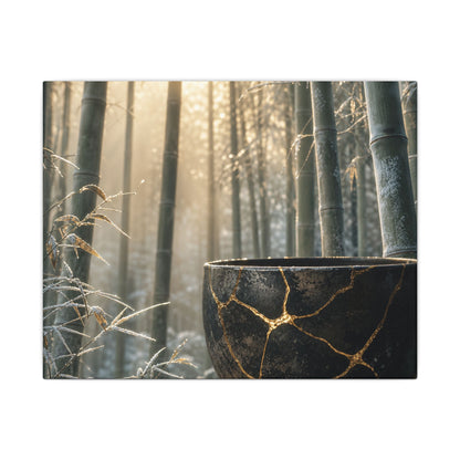 Fukinsei Bamboo Grove Canvas Art - Kintsugi Gold Repair