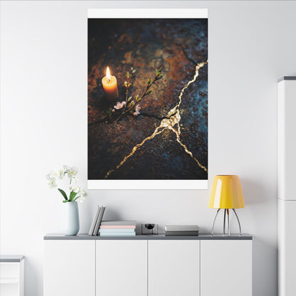 Kintsugi Rust Patina in Candlelight | Gold Repair Canvas Art