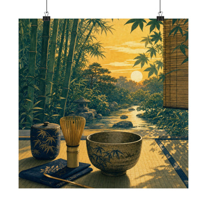 Tea Ceremony Wall Art Print | Summer Zen Ukiyo E Inspired Art