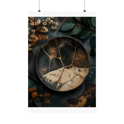 Kintsugi Rust Patina in Dawn | Gold Repair Wall Art Print