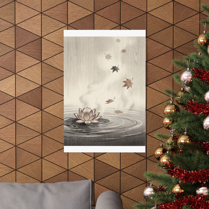 Lotus Flower Wall Art Print | Autumn Zen Ukiyo E Inspired Art