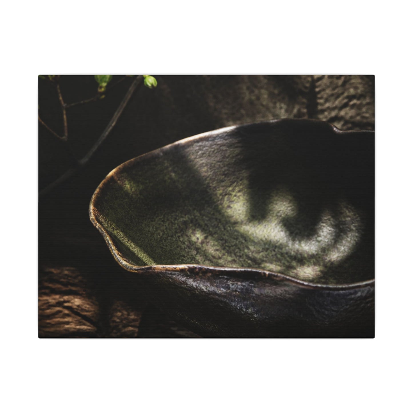 Sophisticated Ceramic Bowl Canvas Art - Dark Texture Dark Japandi