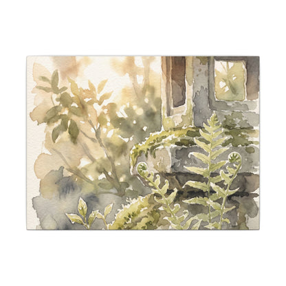 Earthy Stone Lantern Canvas Art - Watercolor Japandi