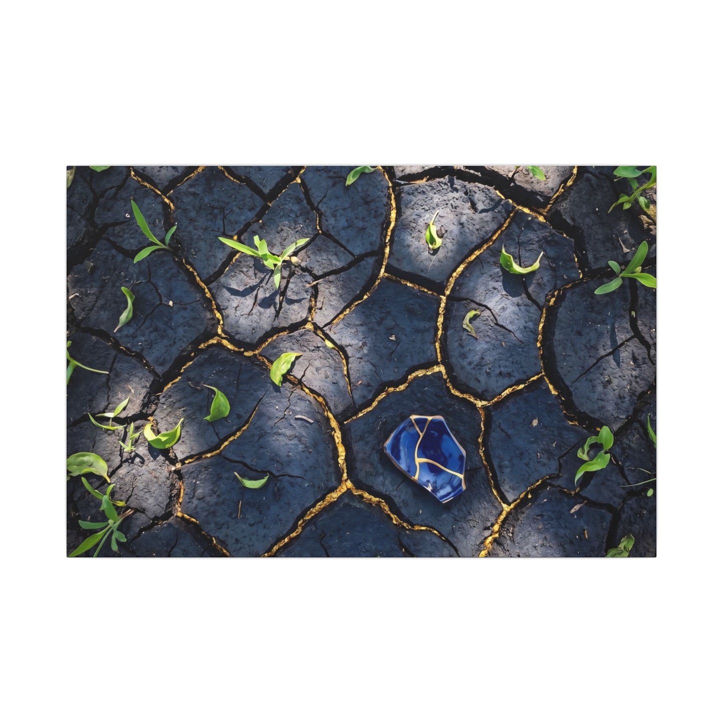 Cracked Earth Canvas Art | Spring Dark Japandi Moody Minimal Art