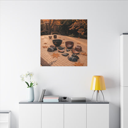 Golden Hour Tea Ceremony Canvas Art - Kintsugi Shibui