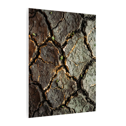 Earthy Cracked Earth Canvas Art - Japanese Pattern Japandi