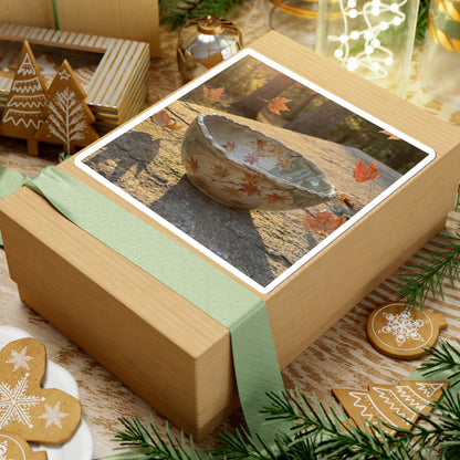 Japandi Ceramic Bowl in Golden Hour | Japanese Pattern Sticker Art Print