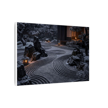 Candlelight Rock Garden Canvas Art - Dark Japandi Fukinsei