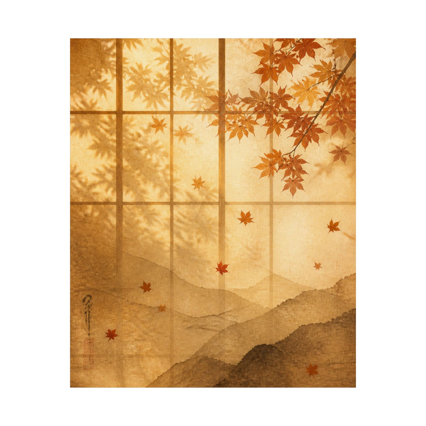Shoji Screen Wall Art Print | Autumn Japandi Texture Art