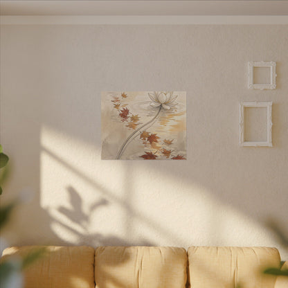 Lotus Flower Canvas Art | Autumn Japandi Minimal Line Art
