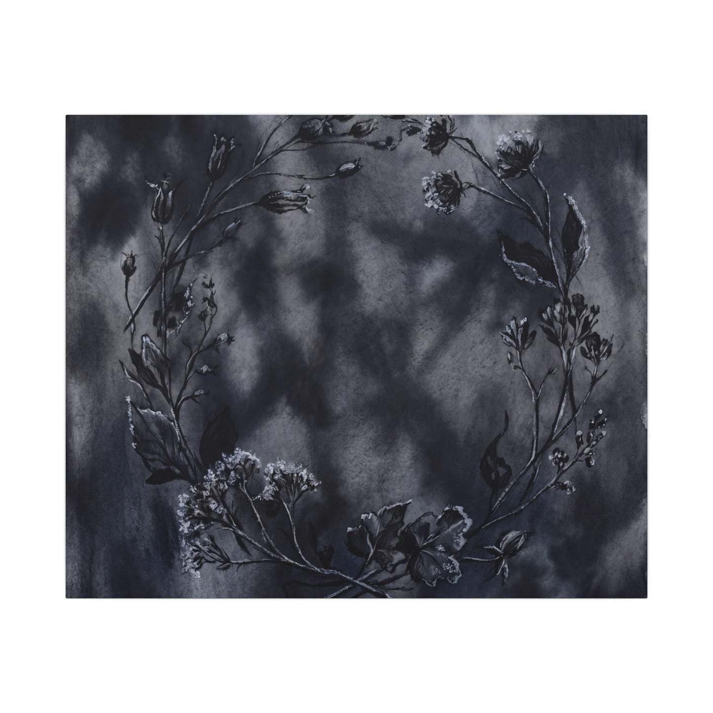 Dried Flowers Canvas Art | Winter Dark Japandi Shadow Zen Art