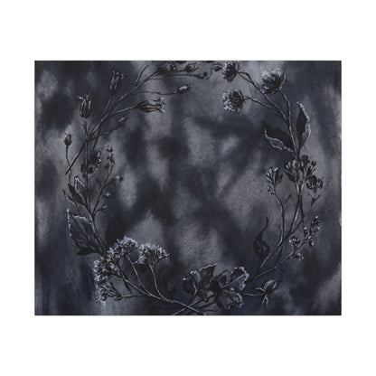 Dried Flowers Canvas Art | Winter Dark Japandi Shadow Zen Art