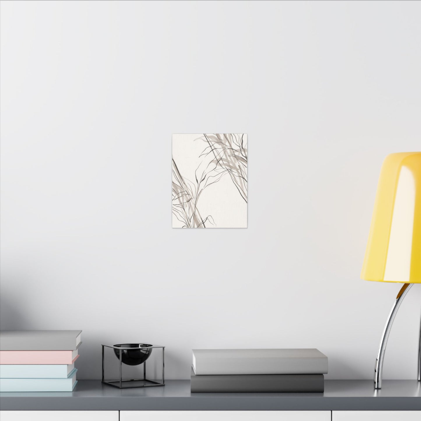 Neutral Shoji Screen Canvas Art - Minimal Line Japandi